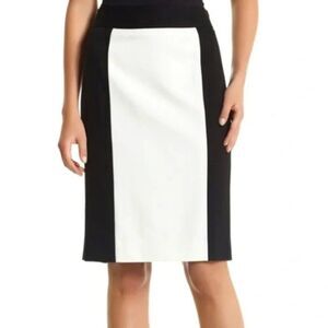 WHBM Pencil Skirt Size 12 Color Block Black & Cream